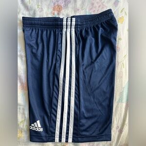 Boys Adidas Dark Blue Shorts with White Stripes